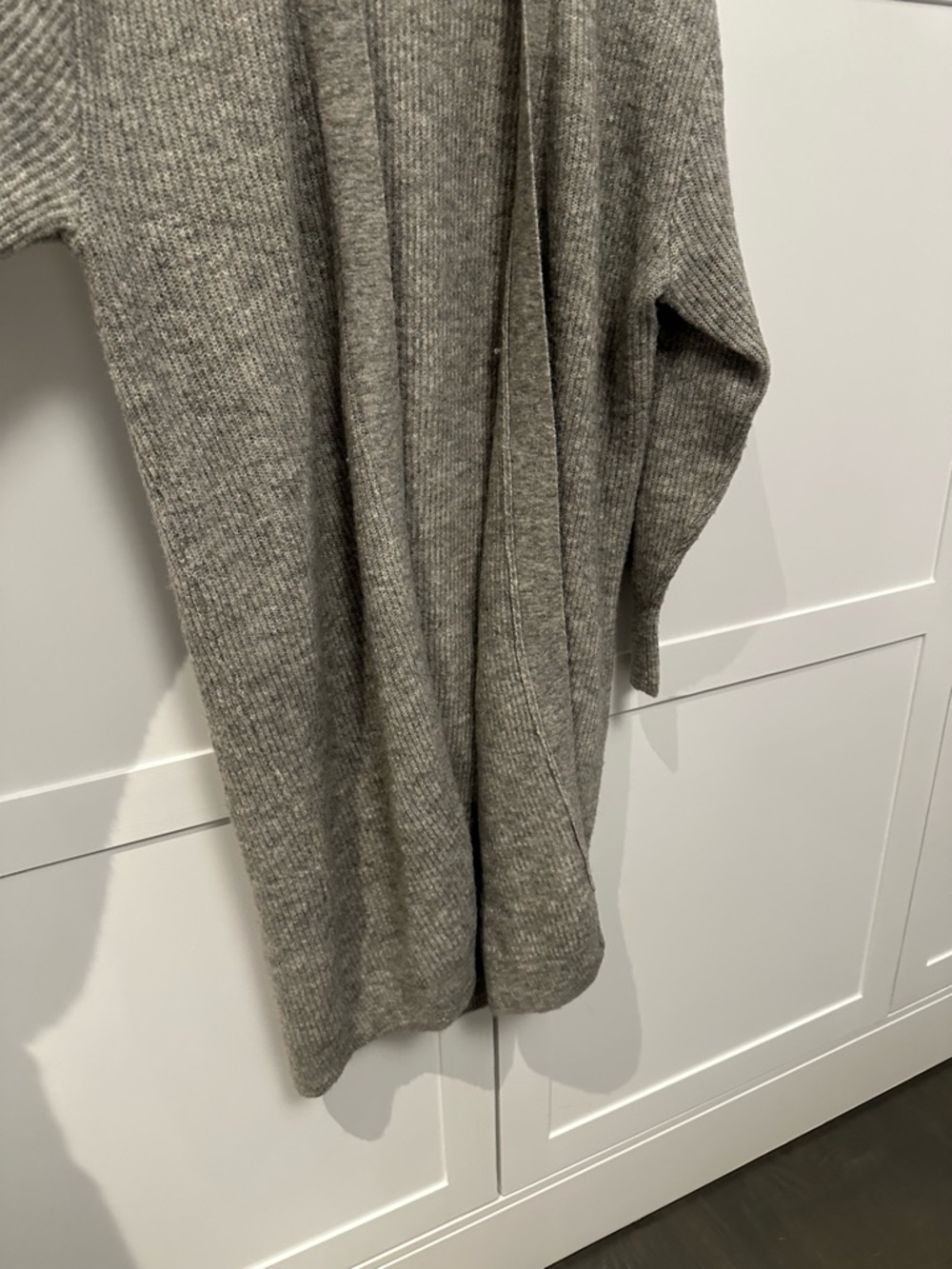 H&M Long Open-Front Ribbed Cardigan - Gray - Picture 8 of 8